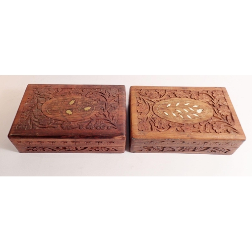 382 - Two wooden boxes of various costume jewellery including necklaces, brooches, rings etc.