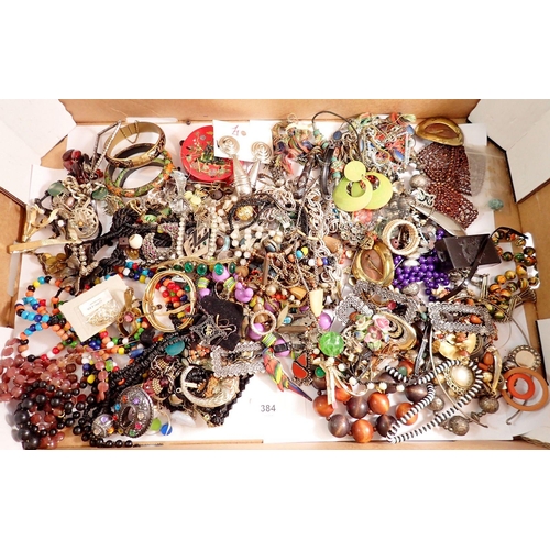 384 - A box of costume jewellery