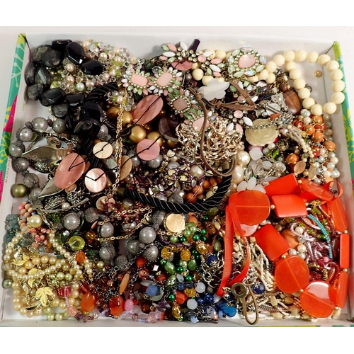 389 - A box of costume necklaces