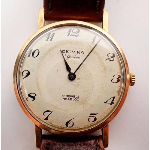 393 - A Delvina 9 carat gold Incabloc gentleman's wrist watch