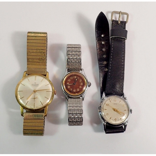 408 - A vintage Allaine gentlemans mechanical wrist watch, an Oris and one other