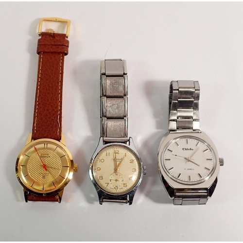 413 - A Chicks gentlemen's mechanical wrist watch, a vintage Accurist watch and Sona watch