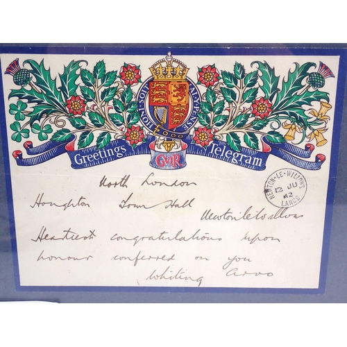 434 - An MBE and miniature with fitted box and framed citation to Harold Houghton Clerk to Newton Le Willo... 