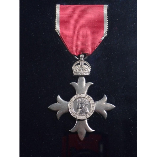 434 - An MBE and miniature with fitted box and framed citation to Harold Houghton Clerk to Newton Le Willo... 