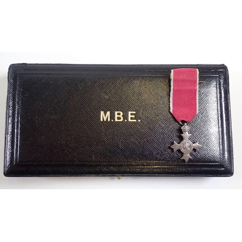 434 - An MBE and miniature with fitted box and framed citation to Harold Houghton Clerk to Newton Le Willo... 