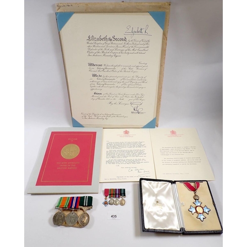 435 - An Air Efficiency Medal and WWII pair to Squadron Leader I A Macaulay AAF plus cased CBE and set of ... 