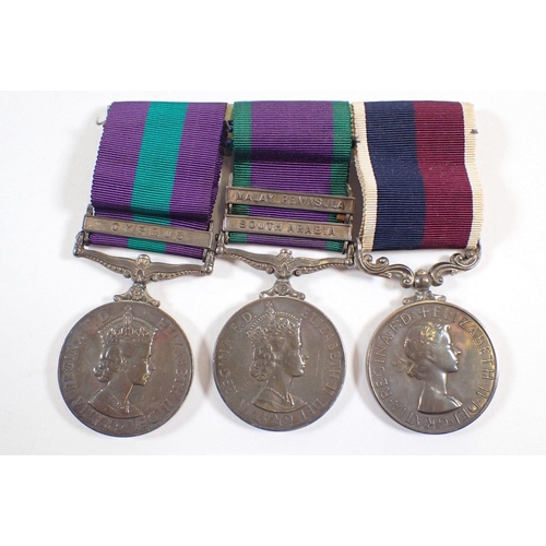 437 - Three Elizabeth II RAF medals: Service and Good Conduct, Campaign Service and General Service with C... 