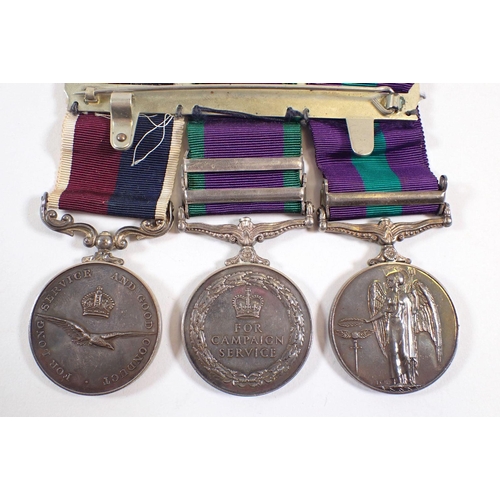 437 - Three Elizabeth II RAF medals: Service and Good Conduct, Campaign Service and General Service with C... 