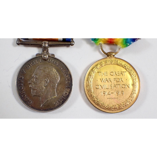 442 - A WWI pair of medals to Pte W Cooke Labour Corps 594939