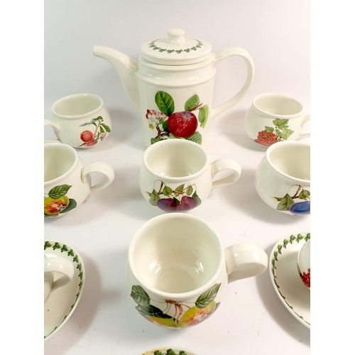 45 - A Portmeirion Pomona coffee service comprising coffee pot, six mugs, six expresso cups and saucers