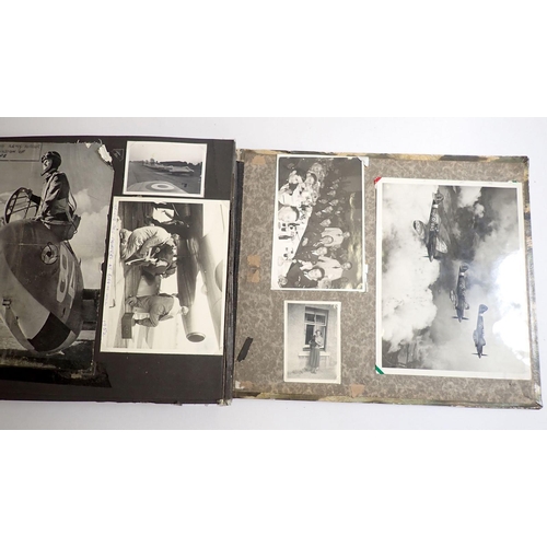 458 - Two photograph albums containing over 250 black and white photos and ephemera relating to D Wellard ... 