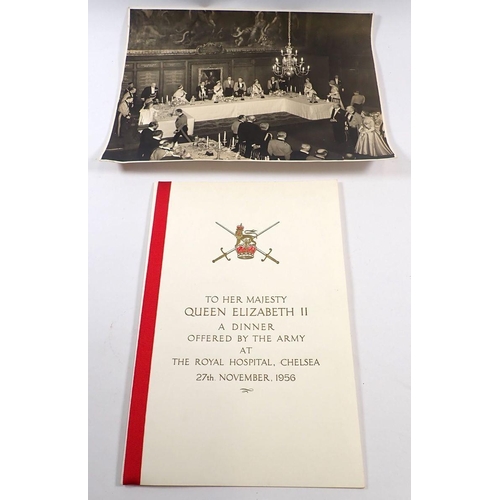 474 - Queen Elizabeth II - A dinner offered by the army at Royal Hospital Chelsea, 27th November 1956 orde... 