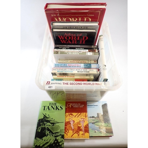 481 - A box of WWI and WWII military books etc.