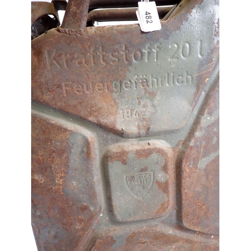 482 - A German WWII fuel can dated 1942, 47cm tall