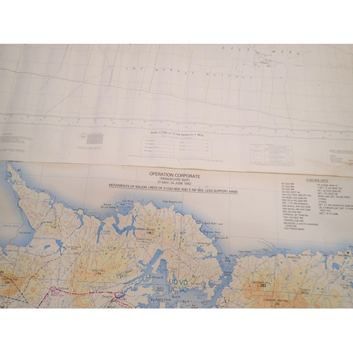 483 - Three Falkland Island War military maps - 'Operation Corporate Manoeuvre Map' 21st May - 14th June 1... 