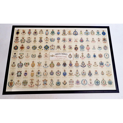 484 - A print Crests and Badges of the British Army - framed and glazed, 54 x 85cm