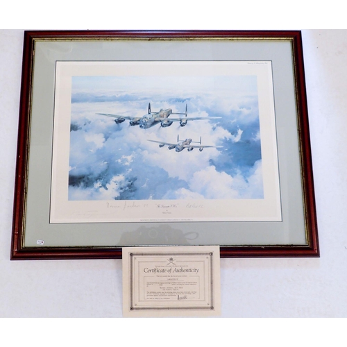 486 - Lancaster VC limited edition signed print by Robert Taylor with pilot signatures of Norman Jackson a... 