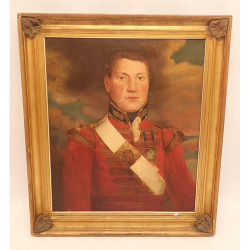 491 - An early 19th century oil on canvas portrait of Regimental Sergeant Major William Middleditch of the... 