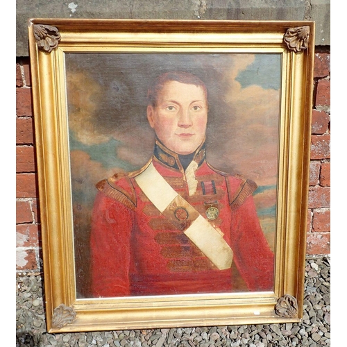 491 - An early 19th century oil on canvas portrait of Regimental Sergeant Major William Middleditch of the... 