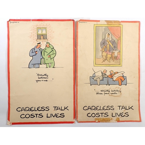 494 - Two WWI original lithograph posters 'Carless Talk Costs Lives' by Leonard Bird, 32 x 22.5cm