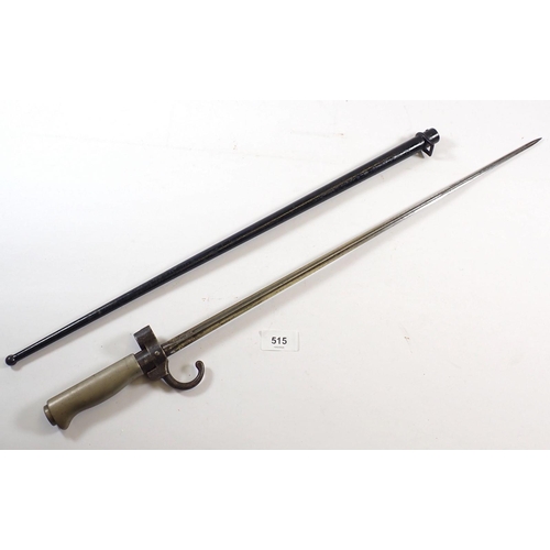 515 - A French Mle 1886 bayonet and scabbard, blade 52cm