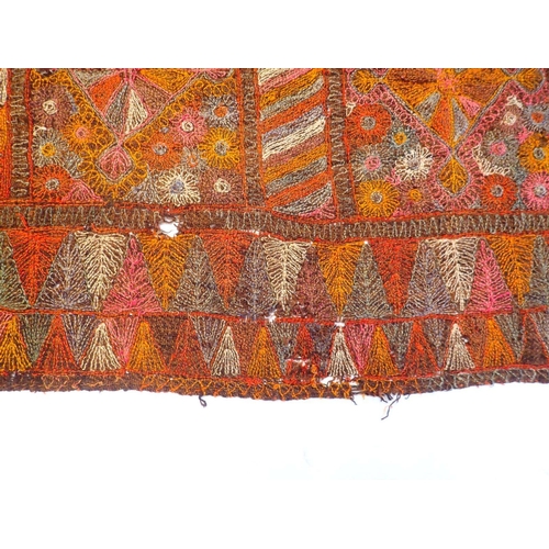 529 - An Uzbekhi embroidered handwoven pair of panels or hangings - could be made into a bedspread 214 x 7... 