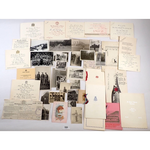 580 - A collection of ephemera relating to F J Young working in Hong Kong in the 1950's and 60's, included... 