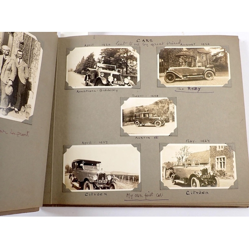 581 - A circa 1920's photograph album containing over 145 photographs of motorcars, opening of Leighton Li... 