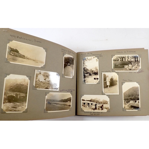 581 - A circa 1920's photograph album containing over 145 photographs of motorcars, opening of Leighton Li... 