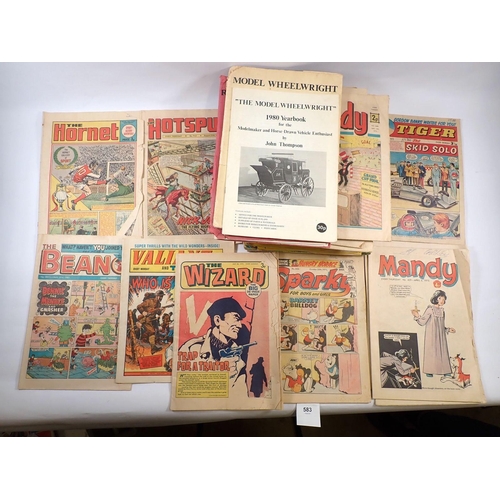 583 - A quantity of British comics, The Dandy, Sparky, Whizzer, The Hotspur, The Beano etc. 1970's-1980's ... 