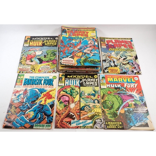 585 - A quantity of Marvel comics, Planet of the Apes, The Incredible Hulk, Dracula Lives and Fantastic Fo... 