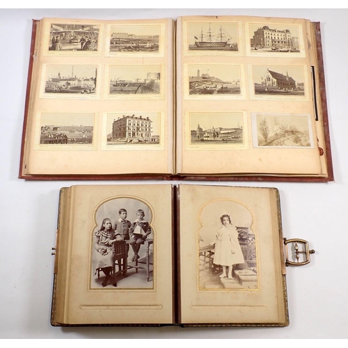 596 - A Victorian photograph album and a scrap album of decoupage cut outs, postcards etc.