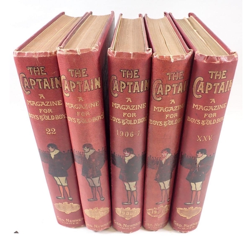 597 - Five volumes 'The Captain - A Magazine for Boys and Old Boys' volumes XV, XVI, XVII, XXII, XXV 1906-... 