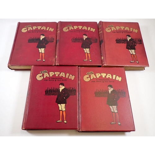 597 - Five volumes 'The Captain - A Magazine for Boys and Old Boys' volumes XV, XVI, XVII, XXII, XXV 1906-... 