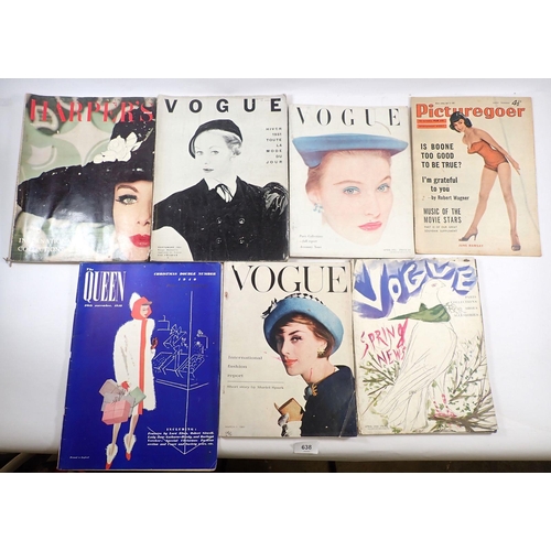 638 - A collection of circa 1950's fashion magazines including four Vogue examples