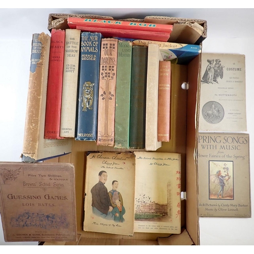 639 - A box of books including Children's, theatre and costume examples, Guessing Game by Louis Bates etc.