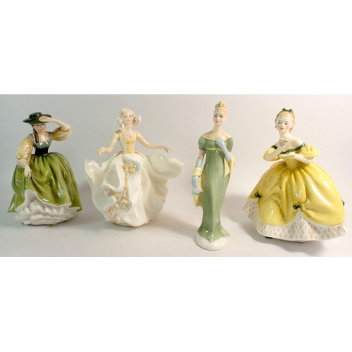 64 - Four Royal Doulton figures: Sweet Seventeen HN2734 1974, The Last Waltz HN2315 1965, Lorna HN2311 19... 