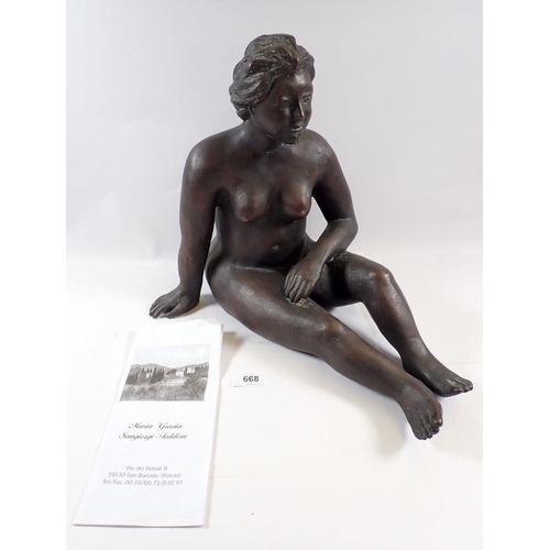 668 - Maria Grazia Sangiorgi-Feddern bronze of a nude, signed, 30cm tall