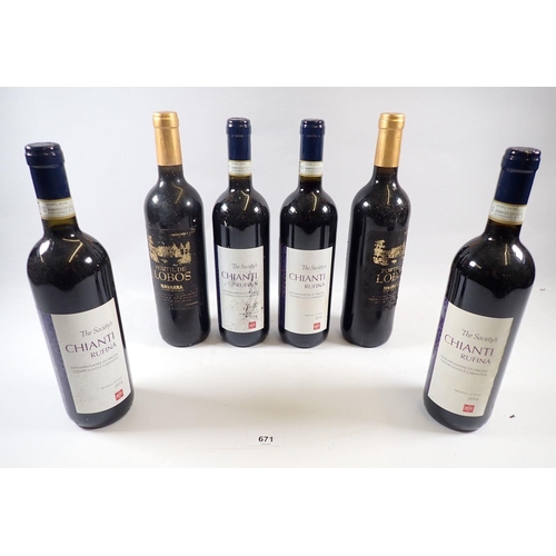 671 - Four bottles of Wine Society Chianti and two bottles of Portil de Lobos Navarra