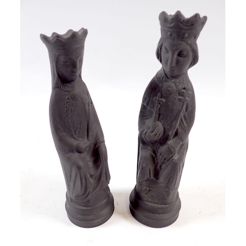 683 - Two Wedgwood basalt chess pieces designed by Arnold Machin