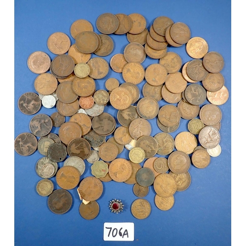 706A - A group of British pre-decimal coinage including silver content florins 1921 and 1929 etc.