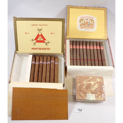 732 - A part box of Partayas Habana cigars (x10) with Monte Cristo Habana part box of 7 cigars together wi... 