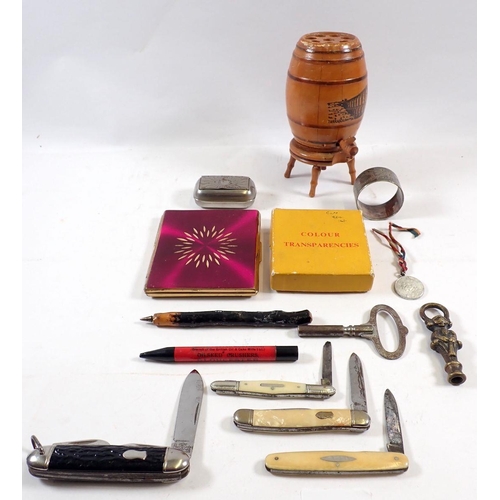 745 - Various collectables including Fosters of Gloucester advertising pen, penknives etc.