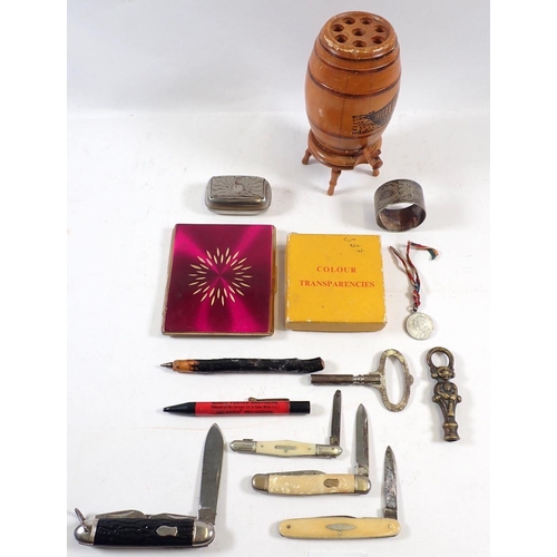 745 - Various collectables including Fosters of Gloucester advertising pen, penknives etc.