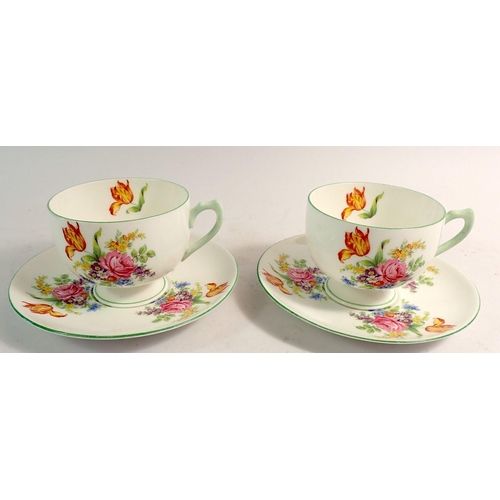 76 - Two Shelley cups and saucers printed flowers