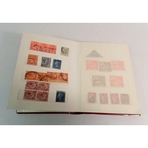 779 - A red stamp stock book - GB & BR Empire stamps, QV line engraved and later GB issues including 1929 ... 