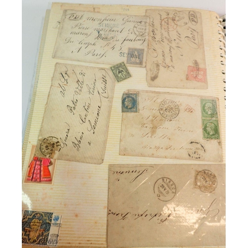 781 - GB & World Stamps in photo album - 19th century issues and remnant pages, some on covers/fronts plus... 