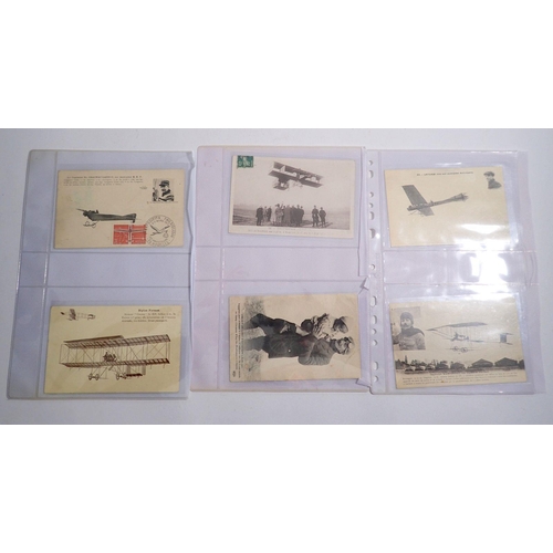 785 - Sixteen early aviation postcards and sixteen steam train postcards