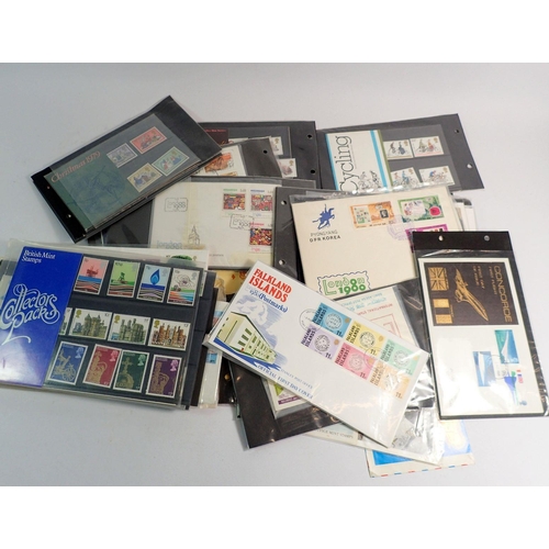 789 - A box of stamps, mainly GB packs, First Day Covers and postcards