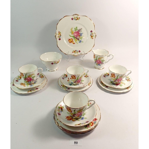 80 - A Royal Stafford tea service printed flowers comprising four cups and saucers, six tea plates and ca... 